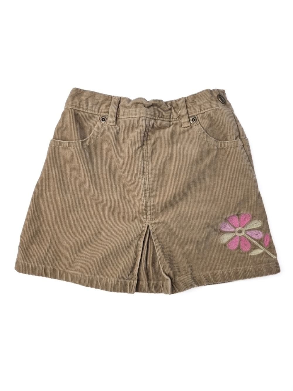Y2k 2004 Vintage Old Navy Toddler Girl Corduroy Skirt 3T Tan Floral
